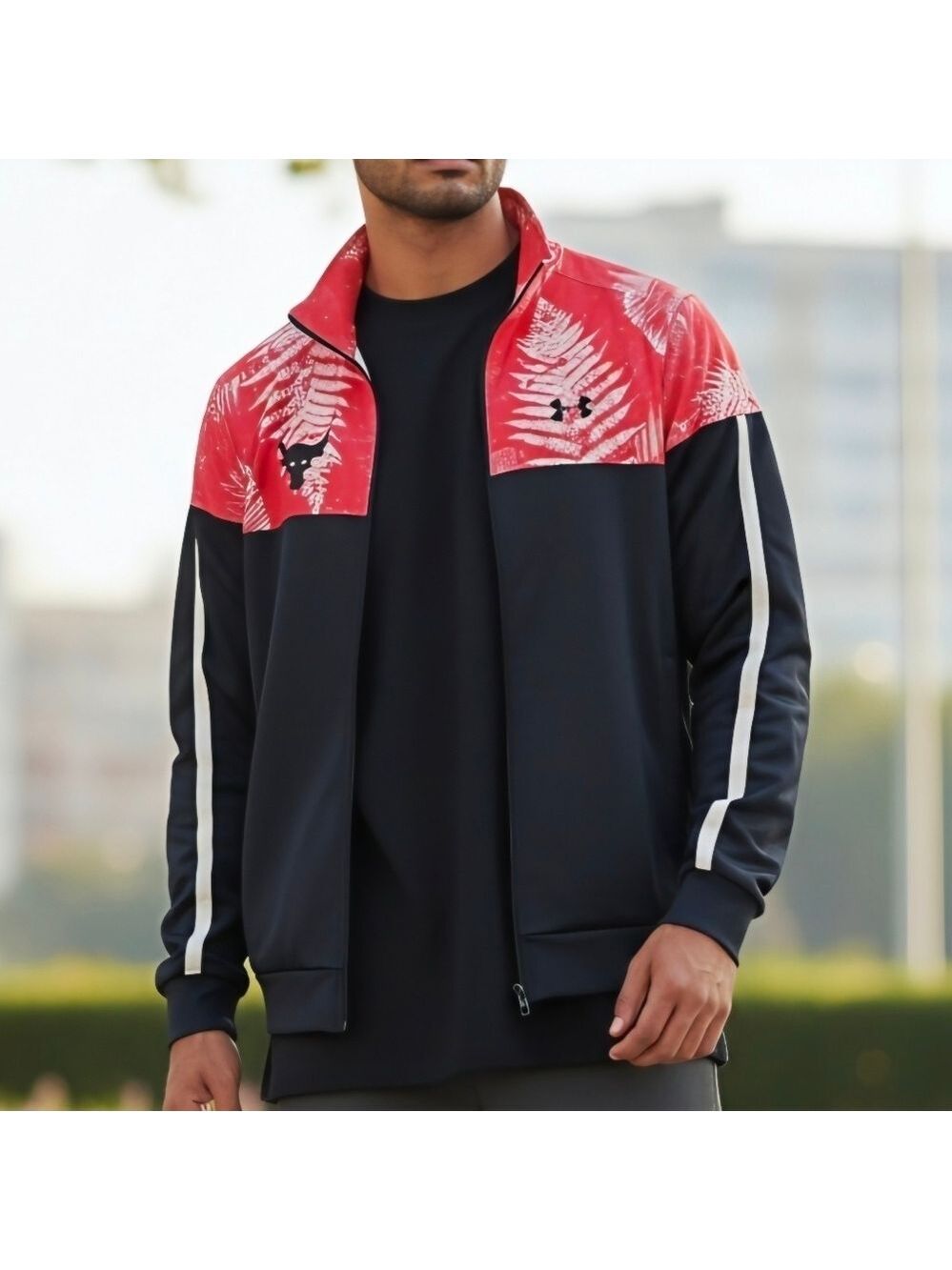 Under Armour The Rock Bull Project Jacket Red Black Medium #JAC4